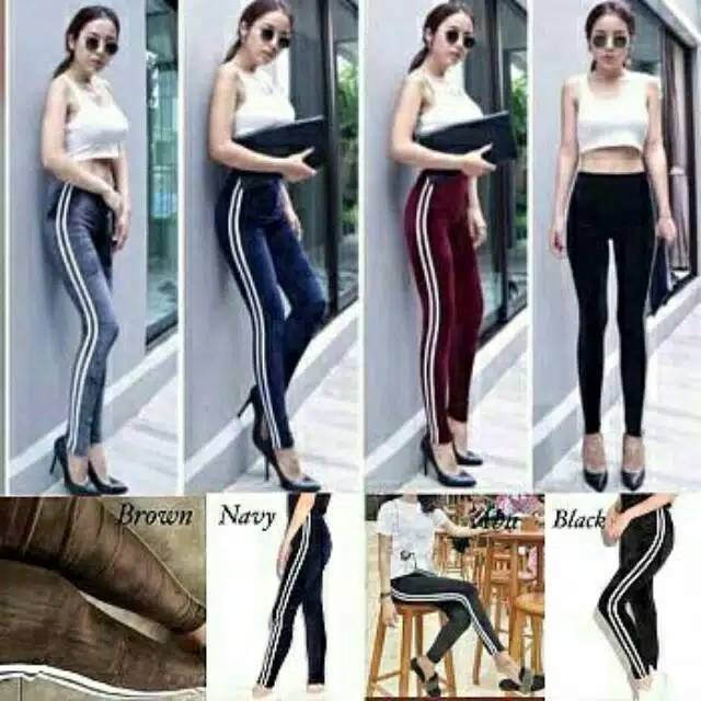 LEGGING LIST BLUDRU VELVET IMPORT bahan bludru