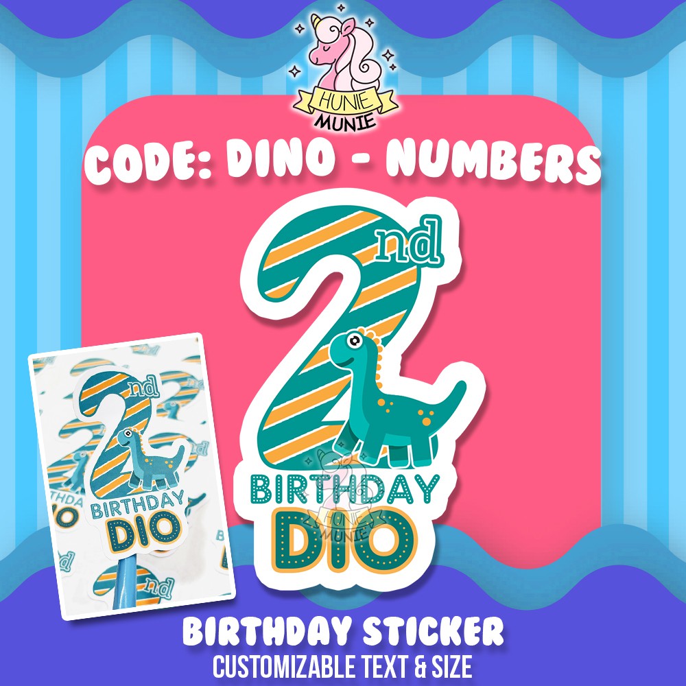 sticker birthday custom   cute dinosaur dino trex brontosaurus jurassic  20pcs  stiker ulang tahun