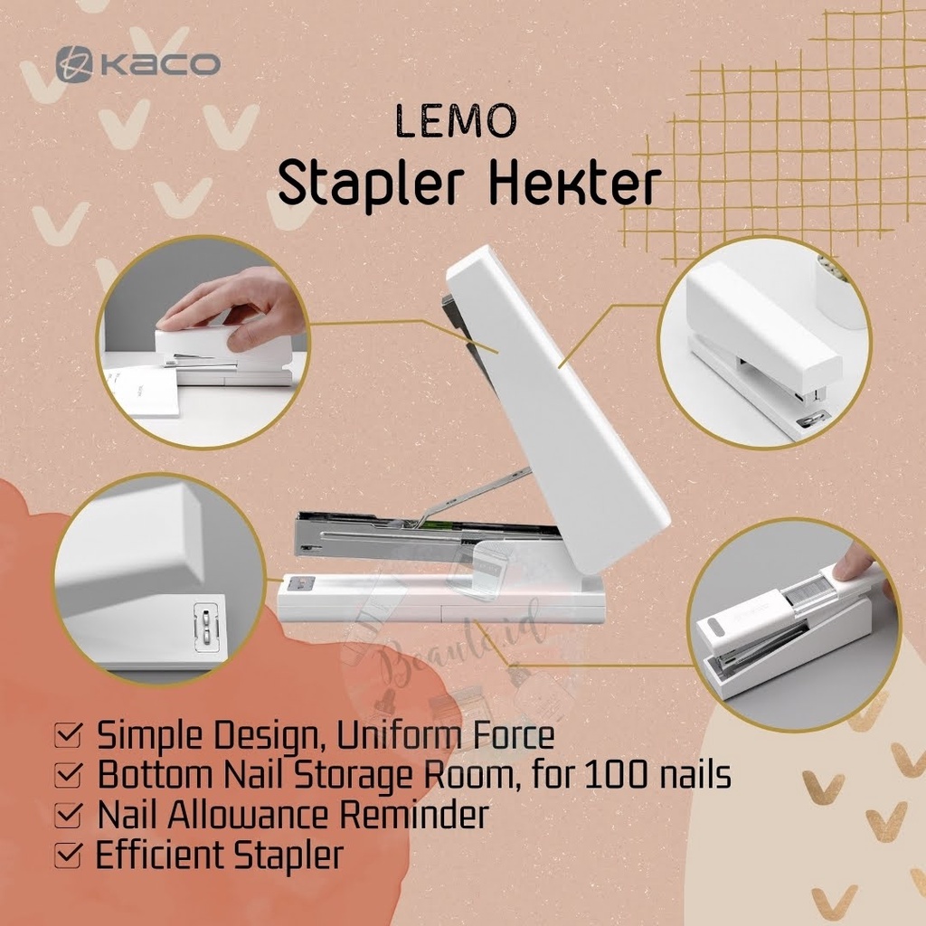 Xiaomi KACO LEMO Stapler Hekter Premium Aesthetic Elegan Efisien Staples Untuk Kerja Kantor Sekolah Meja Belajar Jepretan Jepret Kertas Minimalis Simple Portable Perlengkapan ATK