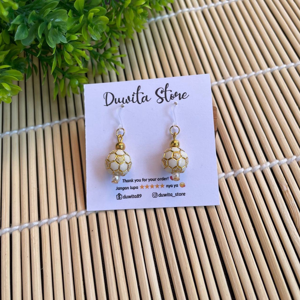 HANDMADE ANTING ANAK/DEWASA KAITAN PLASTIK MOTIF BOLA(GOLD)