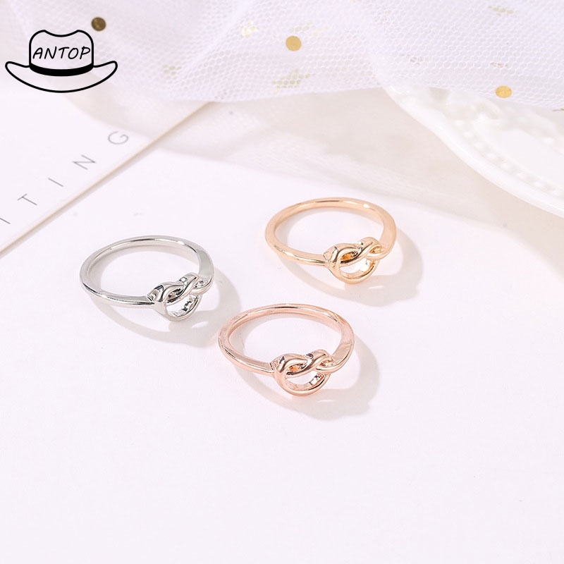 Temperamen Korea Selatan Sederhana Cinta Hampa Peach Cincin Berbentuk Hati Pembukaan Cincin ANTOP