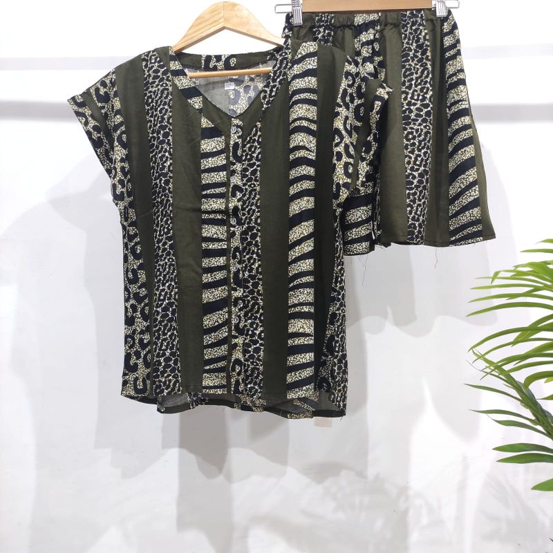 PIYAMA KANCING PENDEK HITS PIYAMA KANCING BUSUI | PIYAMA RAYON | HOMEWEAR-NK PD FF