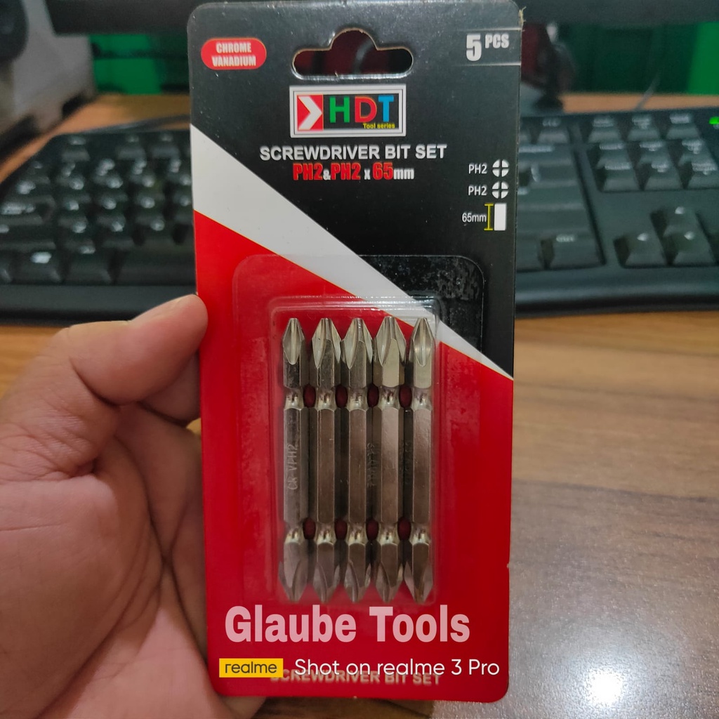 HDT MATA OBENG ANGIN PH2 X PH2 X 65 MM MATA BOR OBENG PLUS SET 5 PCS MATA OBENG GIBSUM