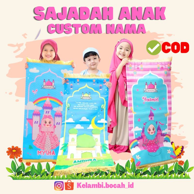 [COD] Sajadah Anak Karakter Gratis Custom Nama | Sajadah anak pakai nama | Sajadah Custom