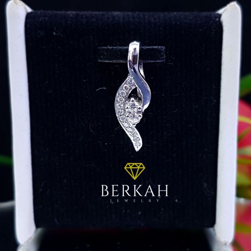 Liontin emas putih berlian asli natural diamond