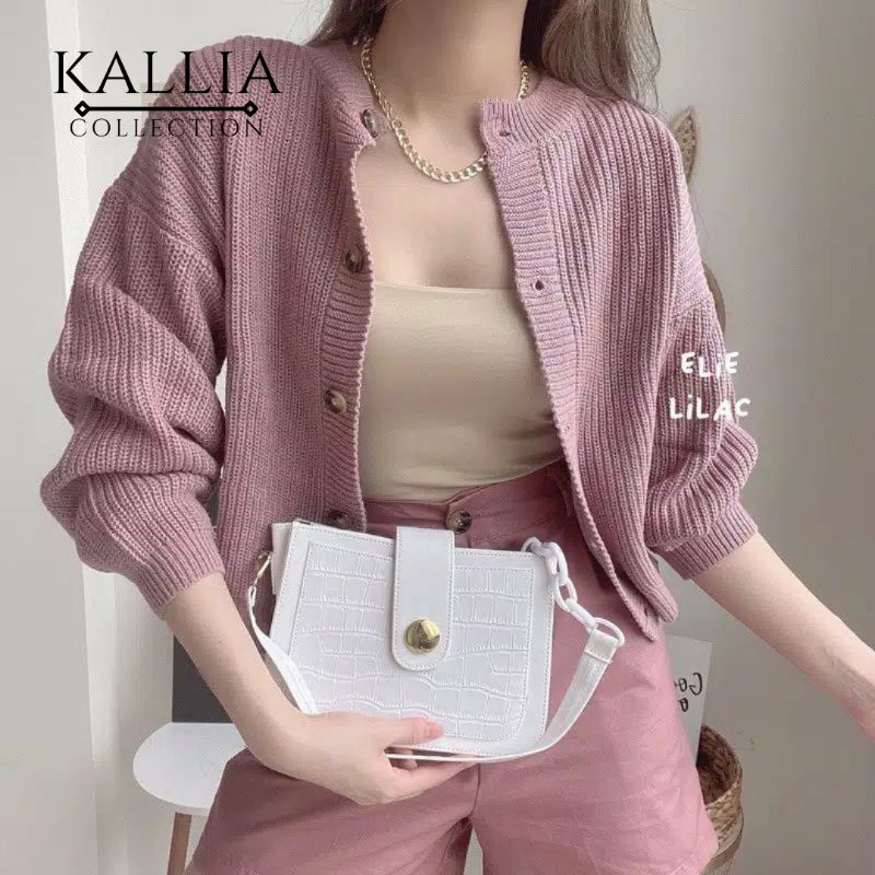Cardy Ceiline Export Tebal Kerah Bulat Cardigan Rajut Premium Kancing