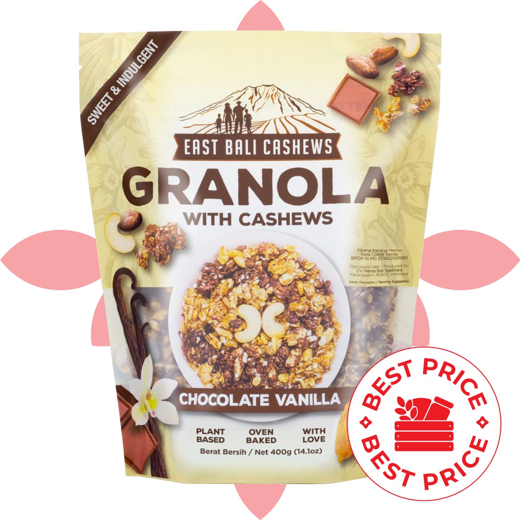 GRANOLA WITH CASHEWS - CHOCOLATE VANILLA 400 GR - EAST BALI CASHEWS (YAVA)