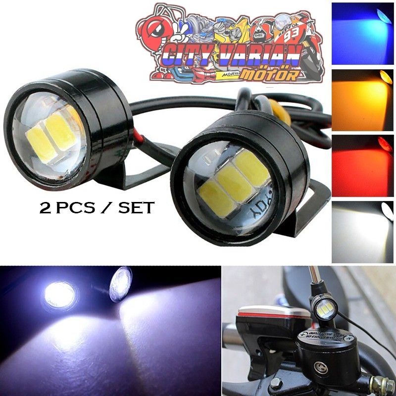 Lampu Mata Elang Flash 3 mode Panoramic Plus Breket Spion Sepasang kiri kanan Lampu LED mata elang 2 mode breket spion mobil motor stop belakang Nmax Aerox PCX Vario new Beat Scoopy Vario New Mio soul GT Beat street