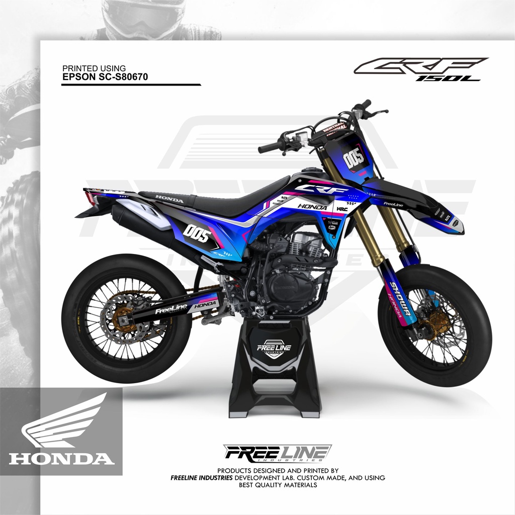 DECAL CRF150L BIRU HITAM BEBAS CUSTOM DESAIN