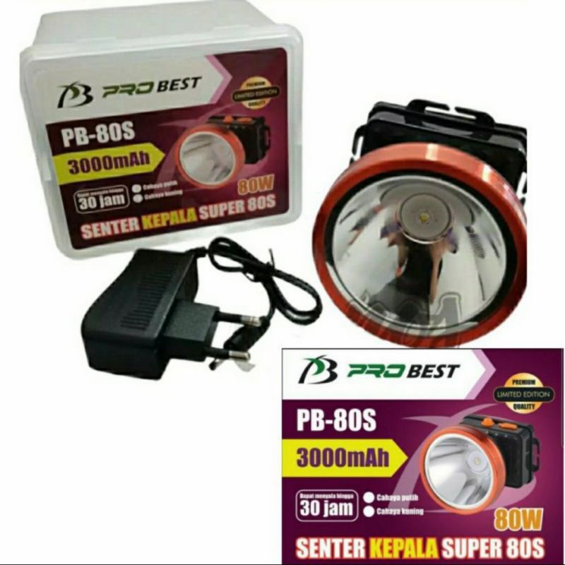 COD SENTER KEPALA CAS PROBEST 80 WATT PB-80S 3000MAH SUPER TERANG CAHAYA KUNING