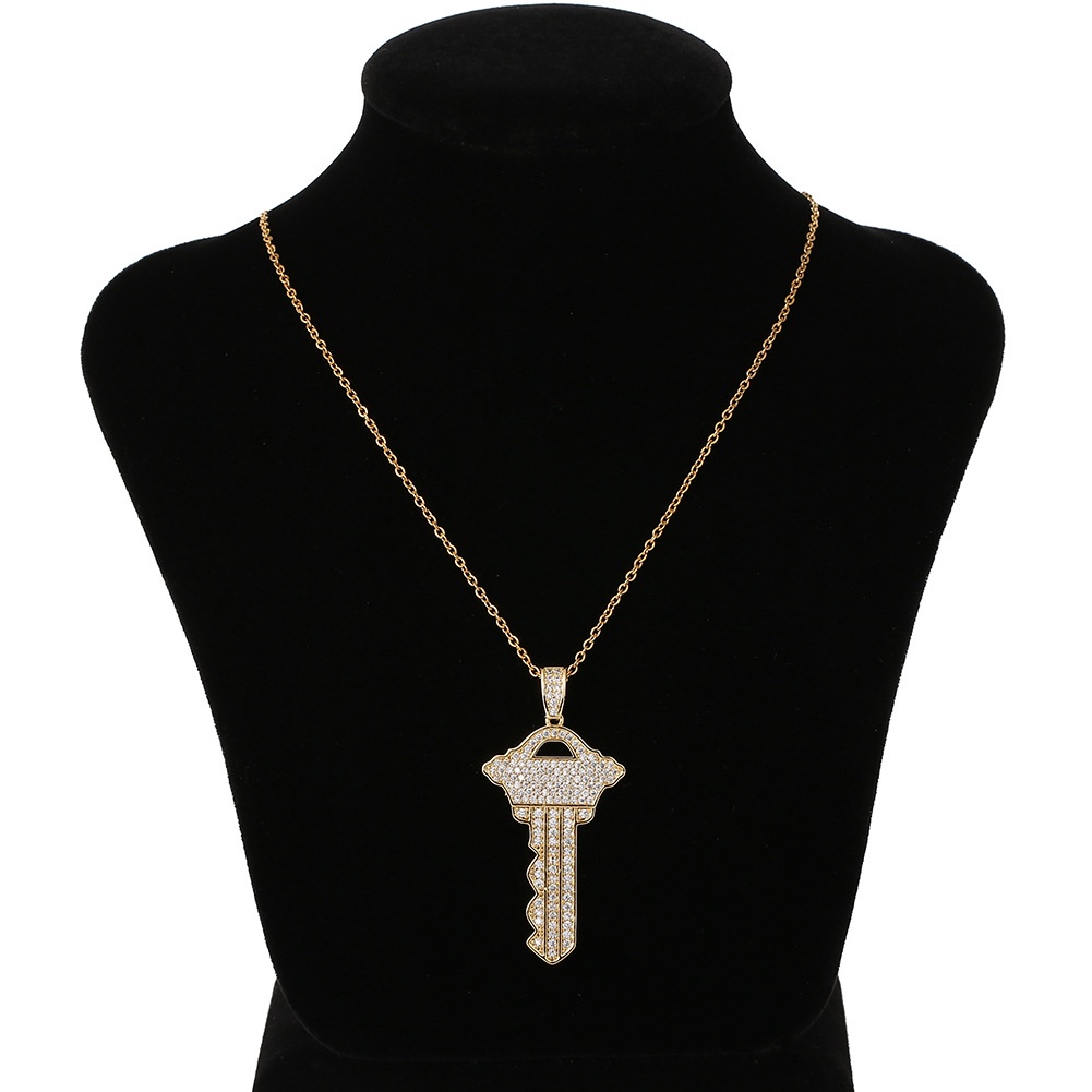 Baru Eropa hip hop kalung kunci penuh diamond ornamen