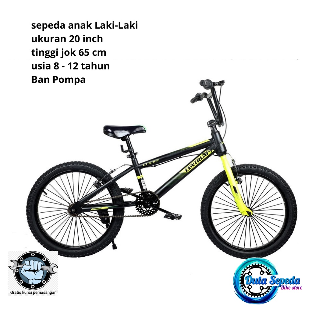 sepeda anak laki BMX usia 8 - 9 - 10 sampai 12 tahun-hitam hijau 6322