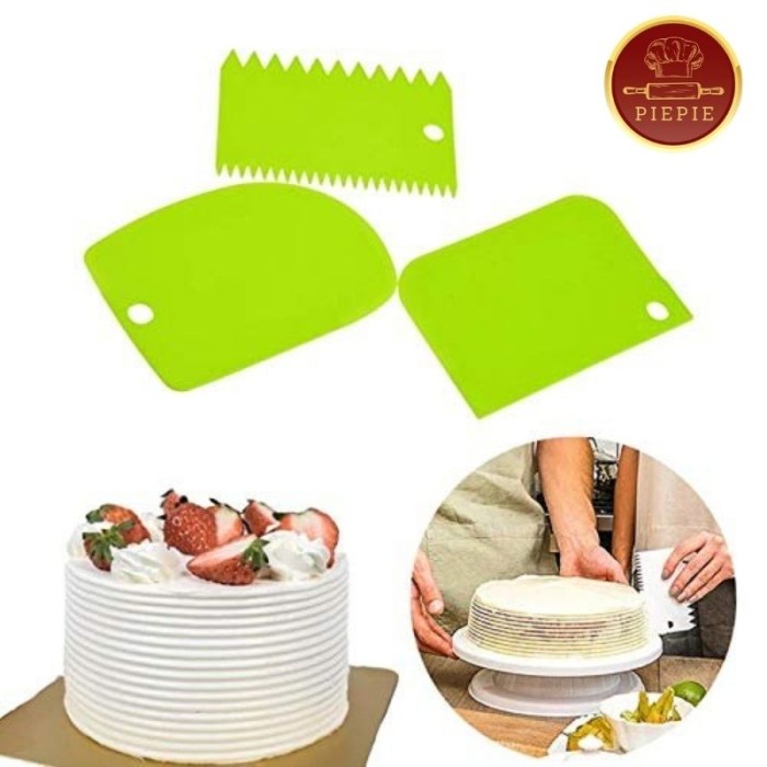 

KUE-PENGHIAS-ALAT- SCRAPPER PLASTIC SET 3PCS - HIJAU -ALAT-PENGHIAS-KUE.