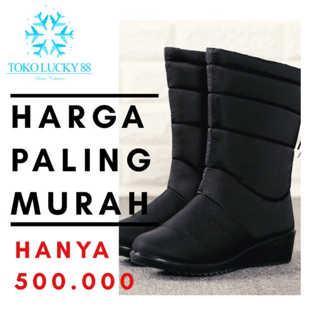 IMPORT Flash Sale Cuci Gudang Boots Snow Sepatu Boots Musim Dingin Parka Winter Wool Lapis bulu