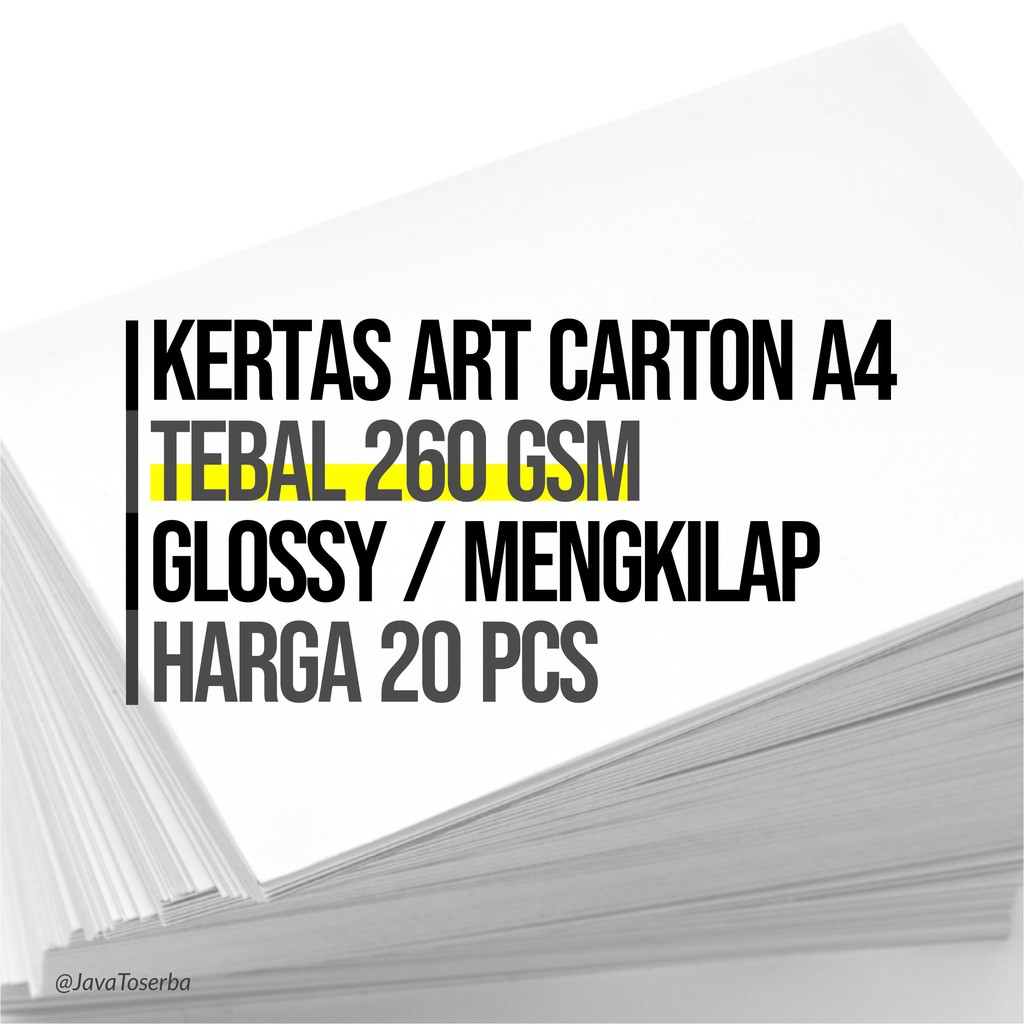 

[ISI 20 PCS] KERTAS ART CARTON 260 GSM GLOSSY UKURAN A4 / KERTAS KARTON / KERTAS FOTO / KERTAS IVORY