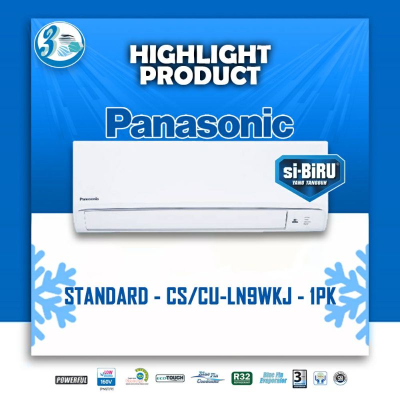 AC PANASONIC 1/2 1 PK LN5WKJ / LN9WKJ SI BIRU FREON R32 GARANSI RESMI
