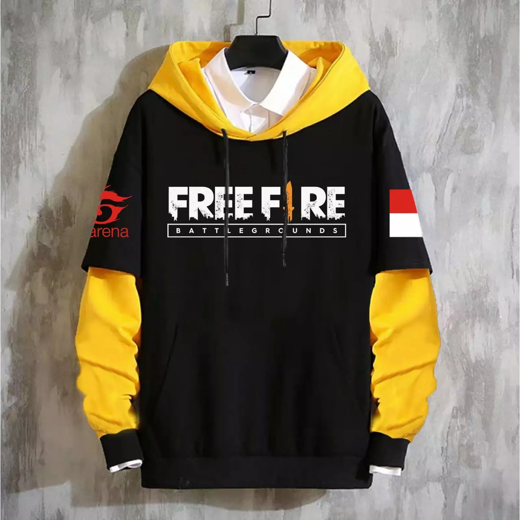 Bisa COD Hoodie Pria / Hodie Pria  / Jaket Pria Free Fire Kombinasi Gaming Bahan Fleece Tebal