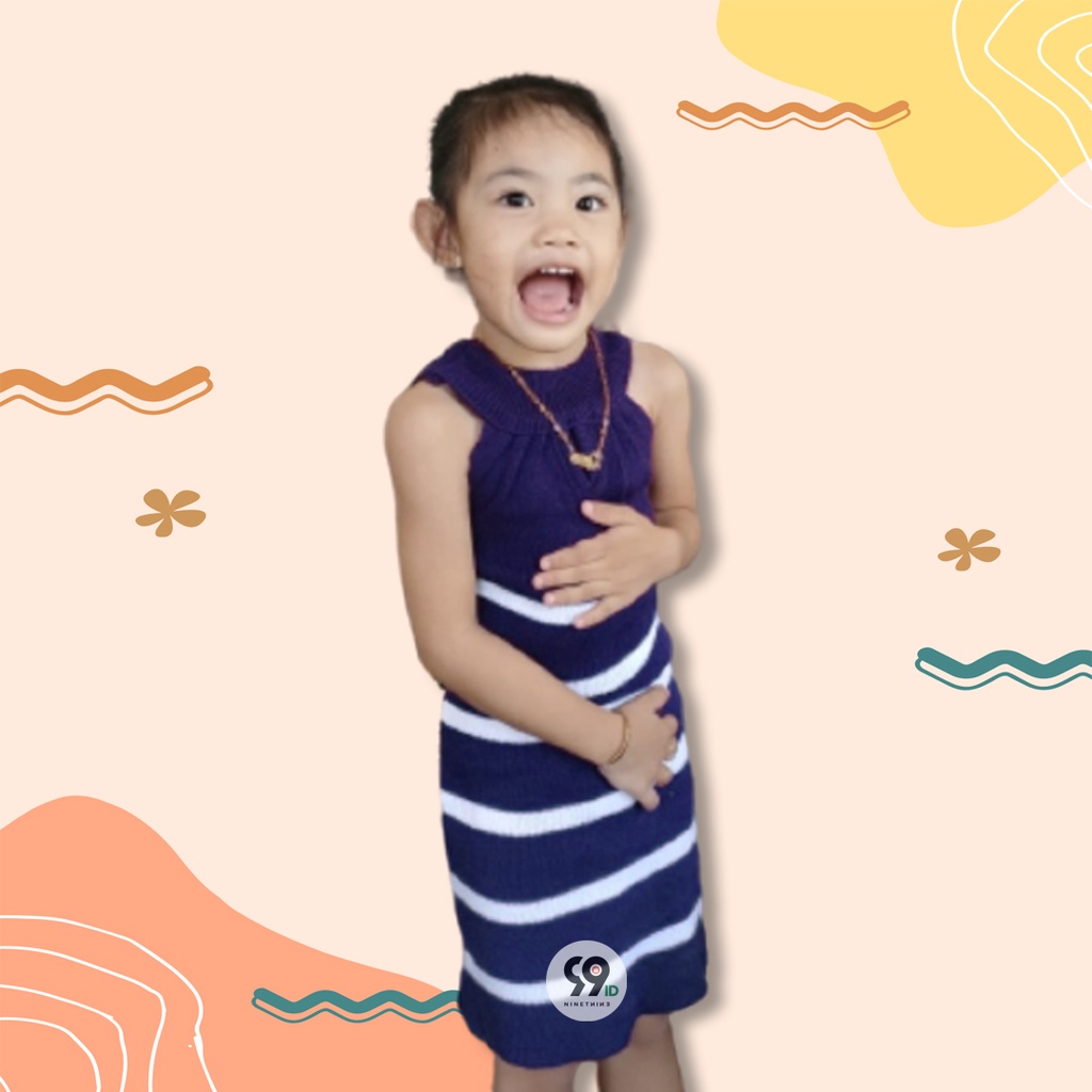 DRESS RAJUT ANAK SABRINA STRIP Dress Anak bolong dada