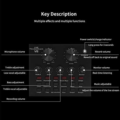 Sound Card V8 Singing Live Soundcard Mixer External Audio Microphone