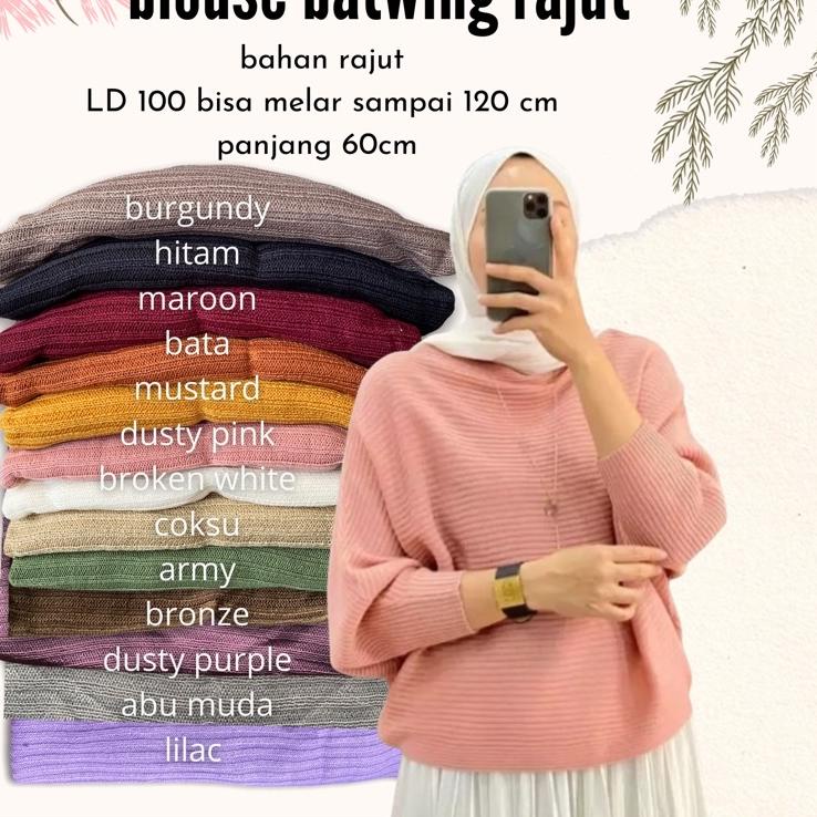 Menarik.. BLOUSE BAJU RAJUT BATWING / ATASAN WANITA MODEL KELELAWAR / OUTER / BLOUSE BATWING RAJUT