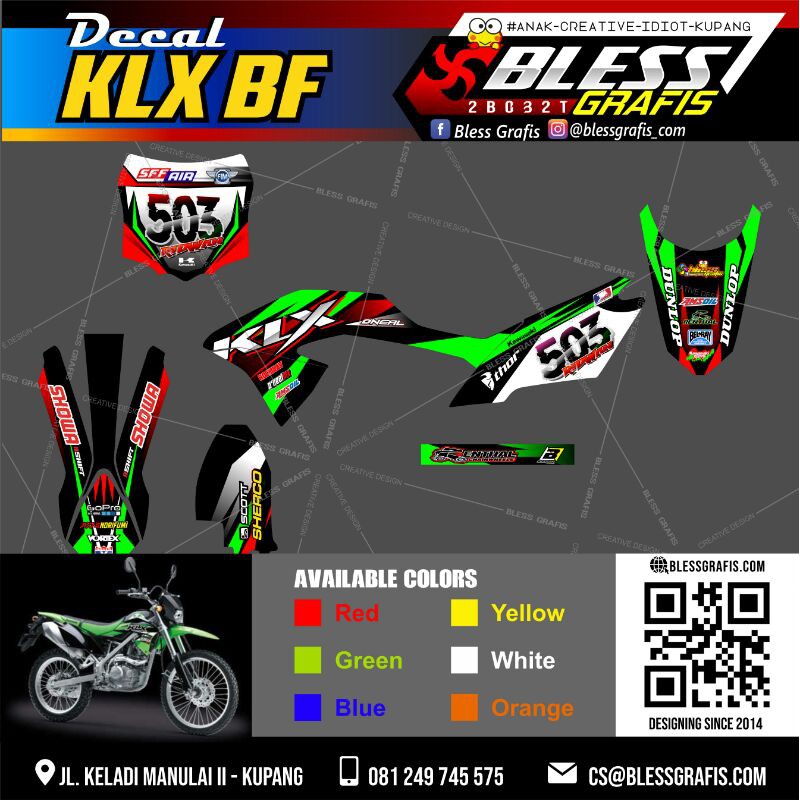 Decal KLX BF Hijau kombinasi No.503