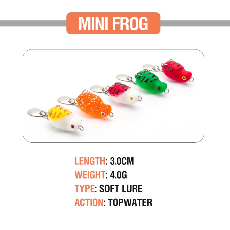 Umpan Pancing Soft Bait Bentuk Katak Imitasi Ukuran 3cm / 4g 5 Warna