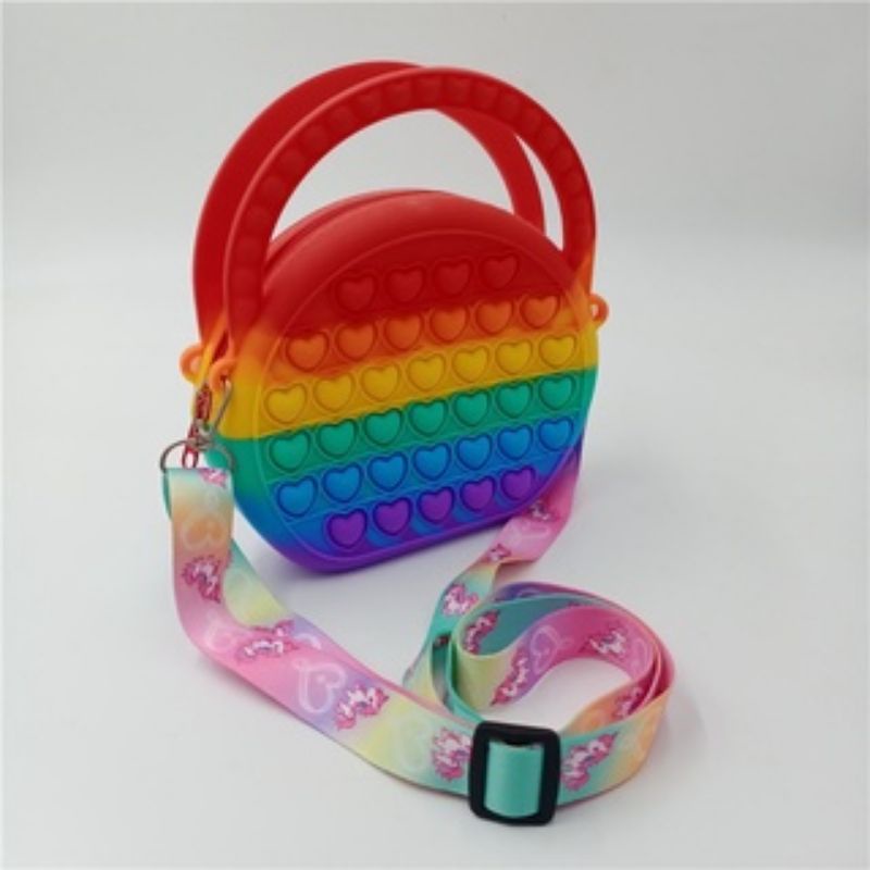 (READY) TAS POP IT RAINBOW DAN PASTEL TAS POP IT MURAH-Jinjing oval