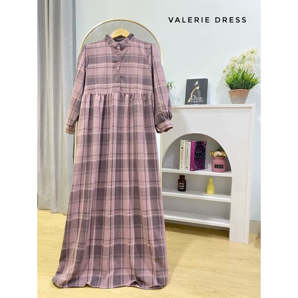 BISA COD AZKIYAHIJAB29 VALERIE DRESS GAMIS KATUB TRISET DRESS MOTIF KOTAK KOTAK PASTEL GAMIS FORMAL 