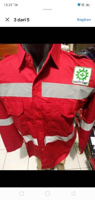 SERAGAM BAJU SAFETY HSE MERAH DOBLE SCOTLIGHT 5CM