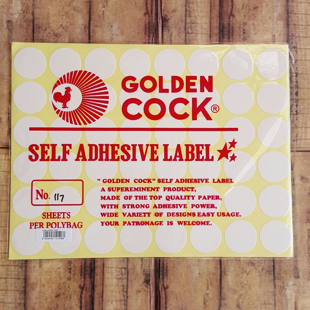 Label Golden Cock No. 117 - Self Adhesive Label 117 - Sticker Bulat