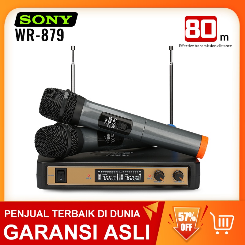 Mikrofon Nirkabel SONY WR-879 VHF band 2 genggam Jarak penerimaan 60M Peralatan audio KTV profesional