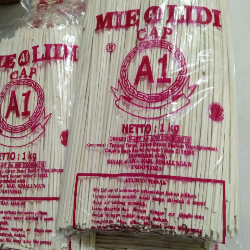 MIE LIDI  PUTIH CAP A1 1000GR/MIE GOMAK SIANTAR MIE LIDI SIANTAR CAP A.1 MIE PUTIH  1KG.