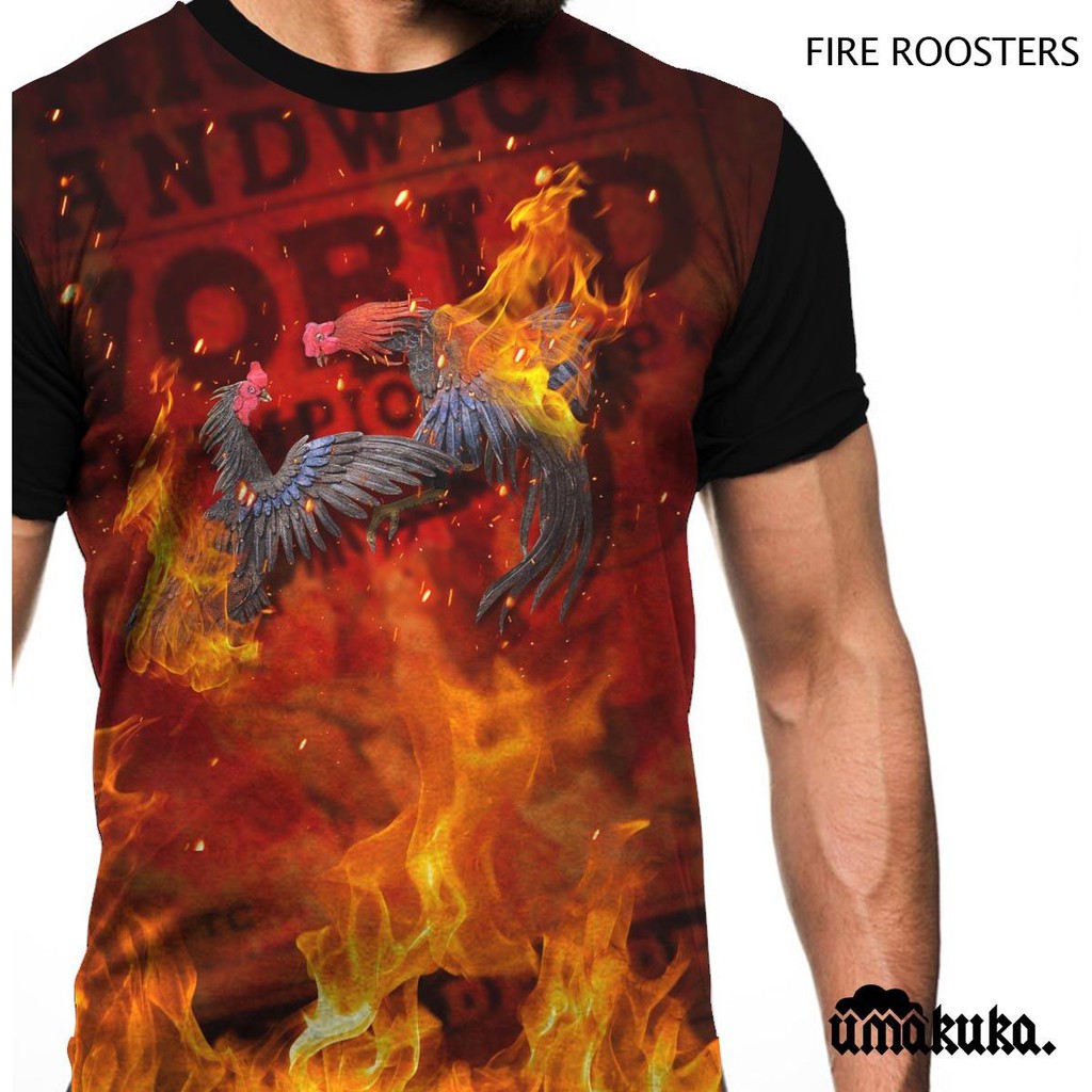 COD baju kaos 3d model ayam jago ayam adu tshirt fireRooster umakukaFulprinting original keren murah
