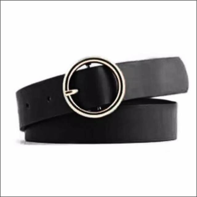 Ikat Pinggang O Ring Belt Gesper Hitam Polos Ban Pinggang Ringbelt Korean