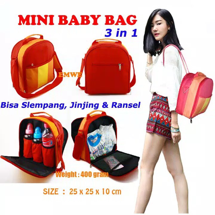 Simple Mini Baby Bag 3in1 tas Slempang Ransel bekal perlengkapan makan susu bayi anak sekolah