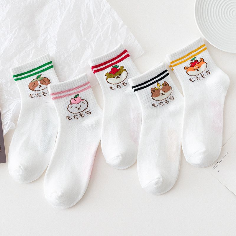 [littlecrab] Kaos Kaki Puppy Japanese Style Kaos Kaki Lucu Gemesh Kaos Kaki Putih Panjang Berkualitas Cute Puppy Women Socks Kaos Kaki Lembut Simple High Quality Colorful Sock Korean Style