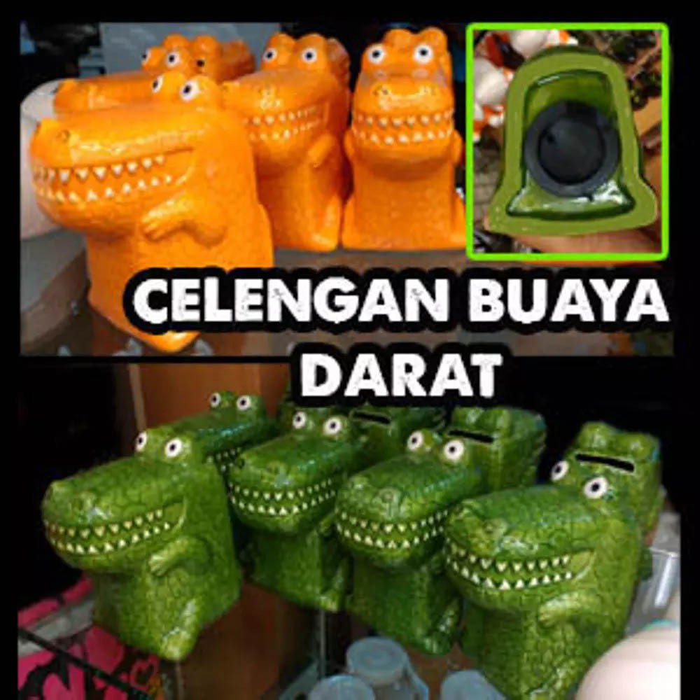 CELENGAN KERAMIK MODEL BUAYA DARAT LUCU UNTUK ANAK SEKOLAH RAJIN NABUNG