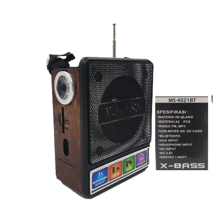 COD RADIO SPEAKER BLUETOOTH PROTABLE X-BASS AC/DC MITSUYAMA MS-4021BT X-BASS