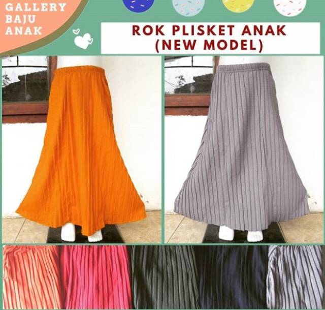 Rok plisket anak perempuan 4-7 tahun / rok plisket panjang anak cewek 4-7 tahun