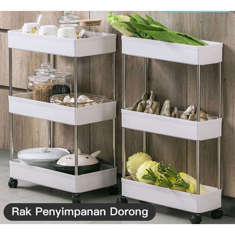 Slim Rak Troli roda rak 4 susun rak dapur rak serbaguna tempat penyimpanan bumbu kuat dan mewah