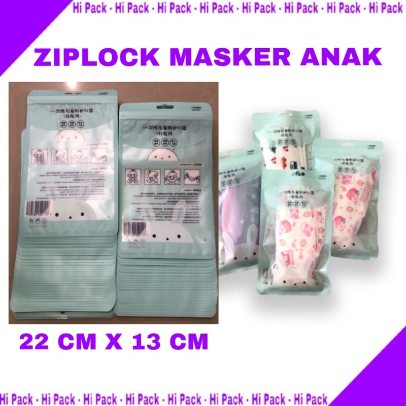 100PCS kantong plastik ziplock masker anak kantong repacking masker anak packing masker