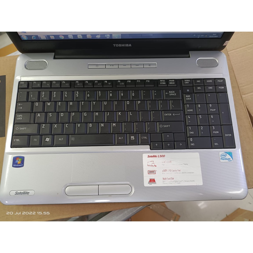 Laptop Leptop Seken Second Bekas Toshiba 15 inc satelite l500 ram 4gb dual core zoom siap pakai