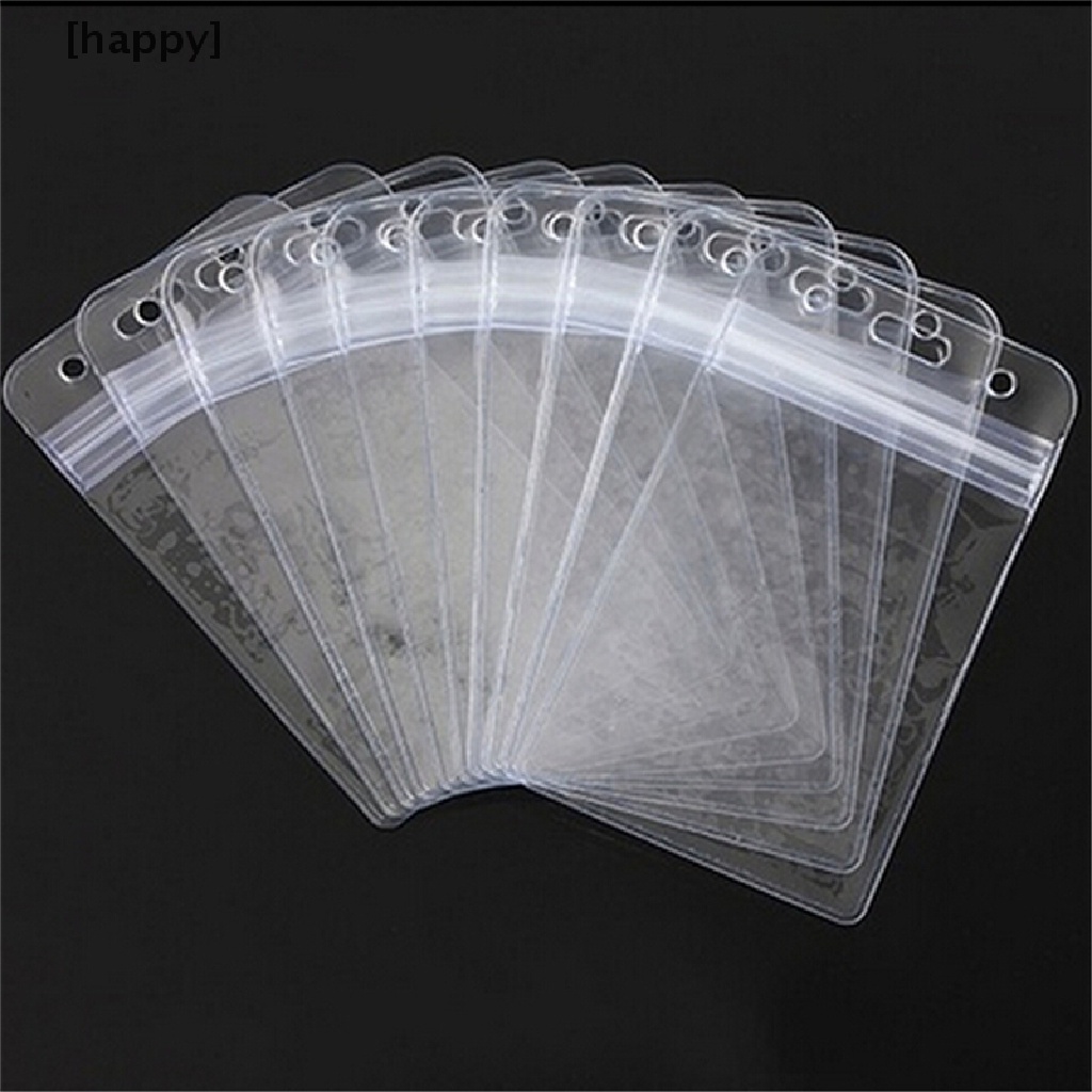 Ha 10pcs Tag Nama Vertikal Bahan Plastik Transparan Anti Air Dengan Resleting