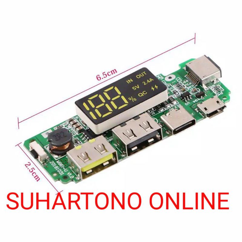 CIRCUIT MODUL POWER BANK LCD USB 5V 2.4A CHARGER