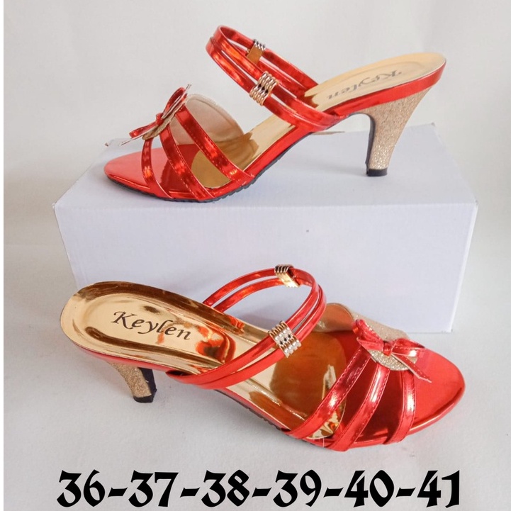 Sandal Wanita Chunky Heels Terbaru Sendal Pesta Ar 99 Tali Sendal Kondangan Hak 7 Cm