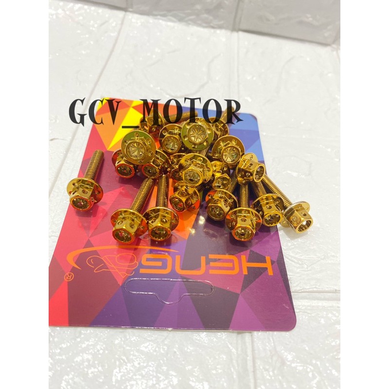 BAUT VISOR NMAX LEXI BAUT PROBOLT GOLD FLOWER HENG M5X25 DRAT 8 PANJANG 2.5CM