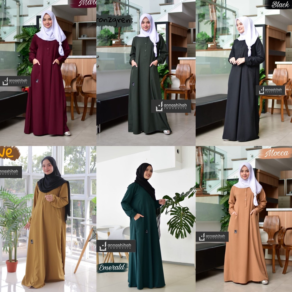 abaya zuney by ANNASIHAH itycrepe anasya full kancing m l xl xxl original branded