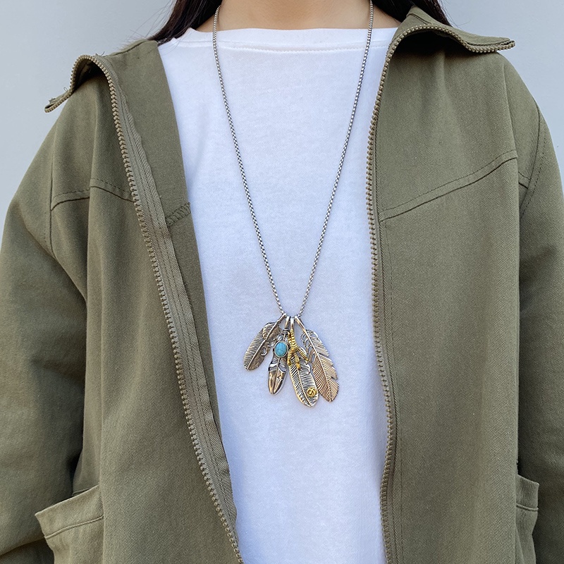 Feather Necklace Accessories Trendy Hip Hop Simple Pendant Fashion Korean Chain