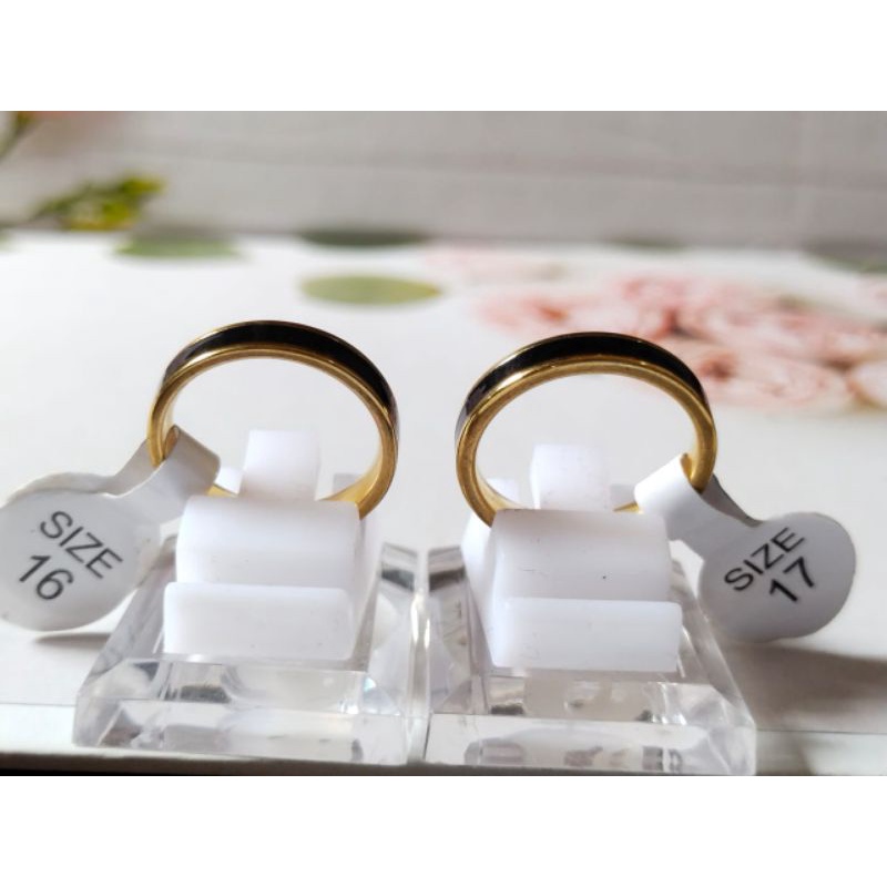 Cincin Plat Kuning Hitam/Cincin Couple/Cincin Anti Karat/AGAM AKSESORIS
