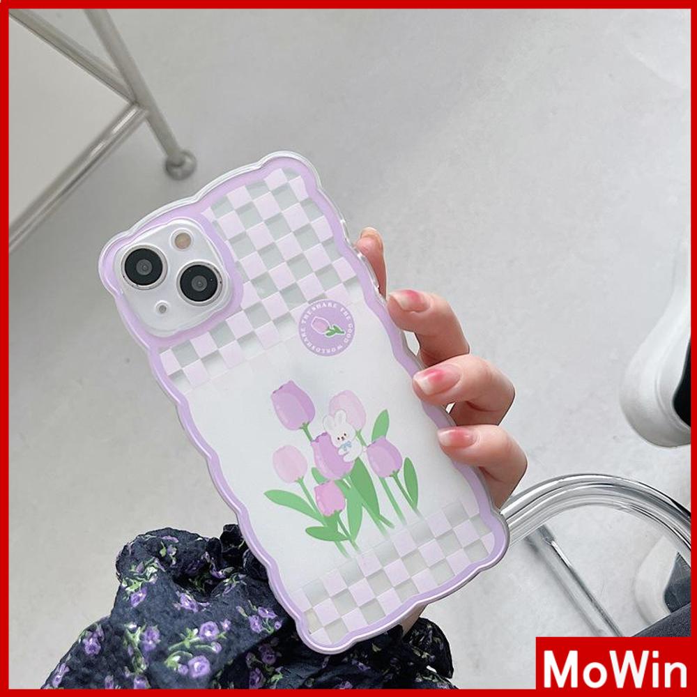 iPhone Case Silicone Soft Case Clear Case Wave Non-Slip Shockproof Camera Full Coverage Protection Purple Tulip Flower For iPhone 13 Pro Max iPhone 12 Pro Max iPhone 11 iPhone7Plus